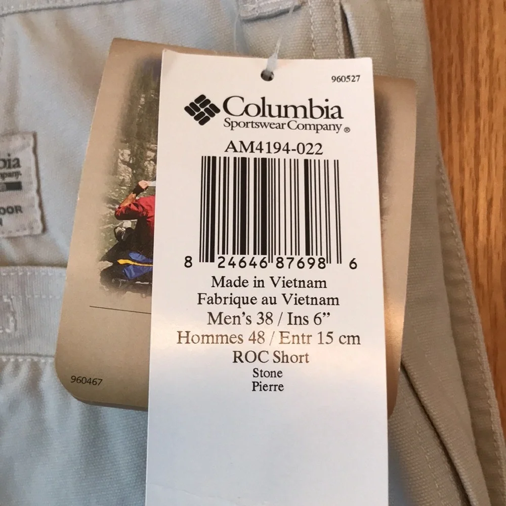 New Columbia 38 x 6” rip stop cotton canvas ROC shorts NWT stone camp fish hike
